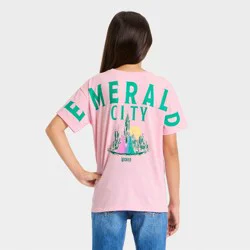 Girls' Wicked Emerald City Oversized Front and Back Short Sleeve Graphic T-Shirt - Pink L