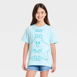 Girls' Little Miss Dreamer Oversized Front and Back Short Sleeve Graphic T-Shirt - Blue L