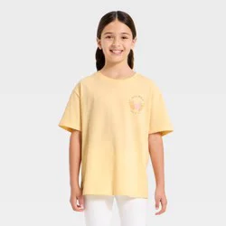 Girls' Dolly Parton Oversized Front and Back Graphic Short Sleeve T-Shirt - Yellow S