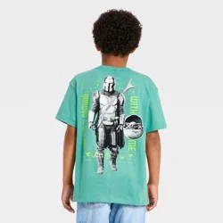 Star Wars Boys' The Mandalorian Short Sleeve Front and Back Graphic T-Shirt - Slate Blue XL
