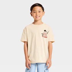 Disney Boys' Sandlot Short Sleeve Oversized Front and Back Graphic T-Shirt - Beige XL