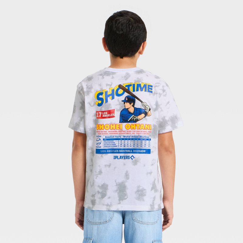 slide 1 of 4, MLB Boys' Shohei Ohtani Short Sleeve Front and Back Graphic T-Shirt - Light Gray Wash S, 1 ct