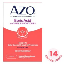 AZO Boric Acid Vaginal Suppositories with Aloe - 14ct