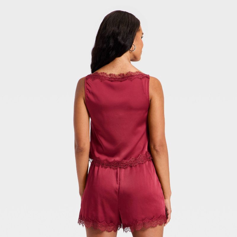 slide 2 of 3, Women's Lace Cami Tank Top - A New Day™ Burgundy S, 1 ct