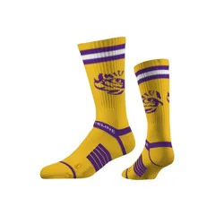 NCAA LSU Tigers Premium Knit Crew Fan Logo Socks