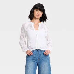 Women's Long Sleeve Openwork Cardigan - Universal Thread™ White S