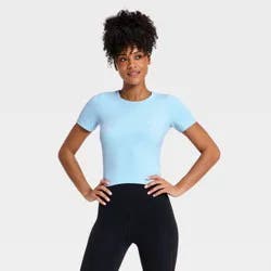 Women's Everyday Soft Cropped Short Sleeve T-Shirt - All In Motion™ Blue XXL