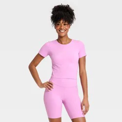 Women's Everyday Soft Cropped Short Sleeve T-Shirt - All In Motion™ Light Violet L