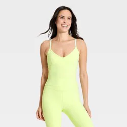 Women's Everyday Soft V-Neck Cami Support Tank Top - All In Motion™ Light Green XL
