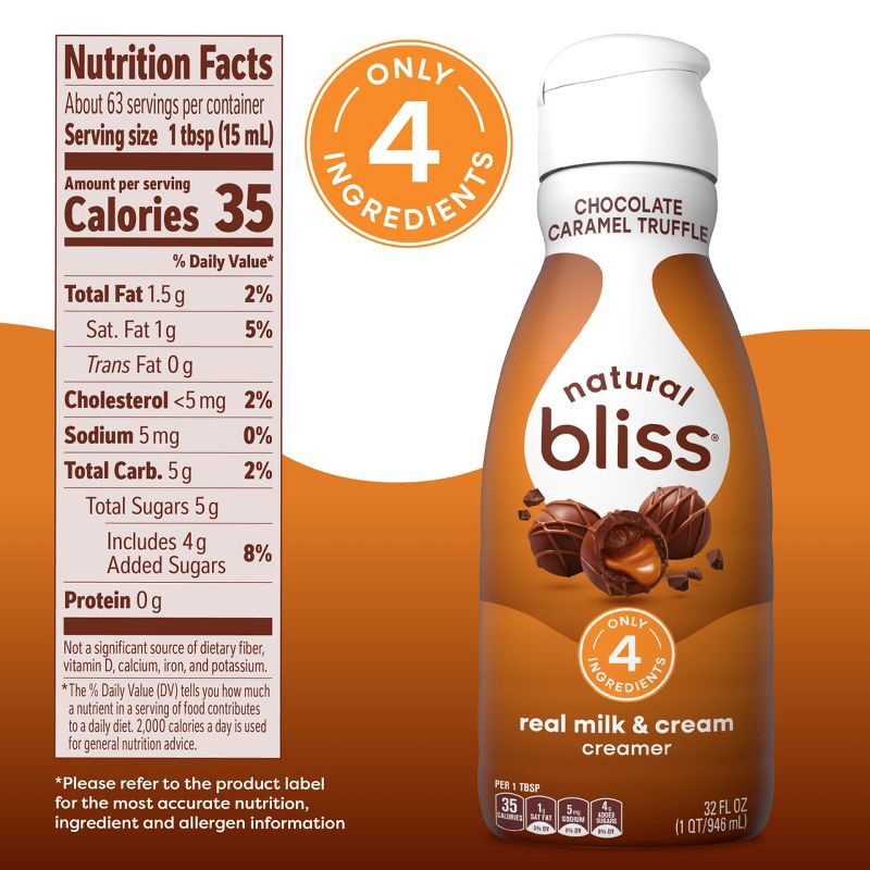 slide 7 of 8, Natural Bliss Chocolate Caramel Truffle Coffee Creamer - 32 fl oz, 32 oz