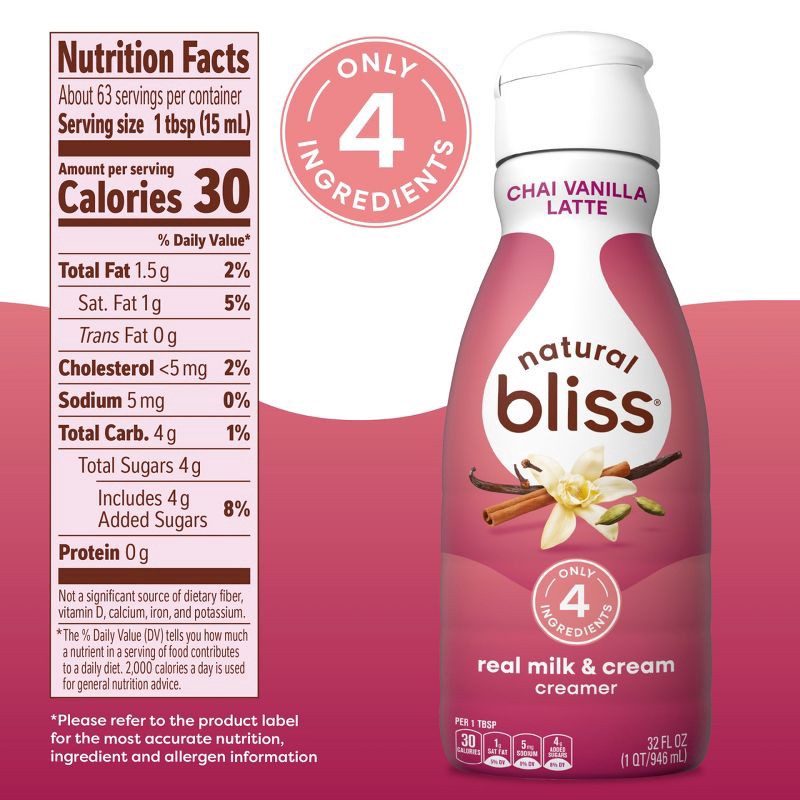 slide 7 of 8, Natural Bliss Chai Spiced Latte - 32 fl oz, 32 fl oz