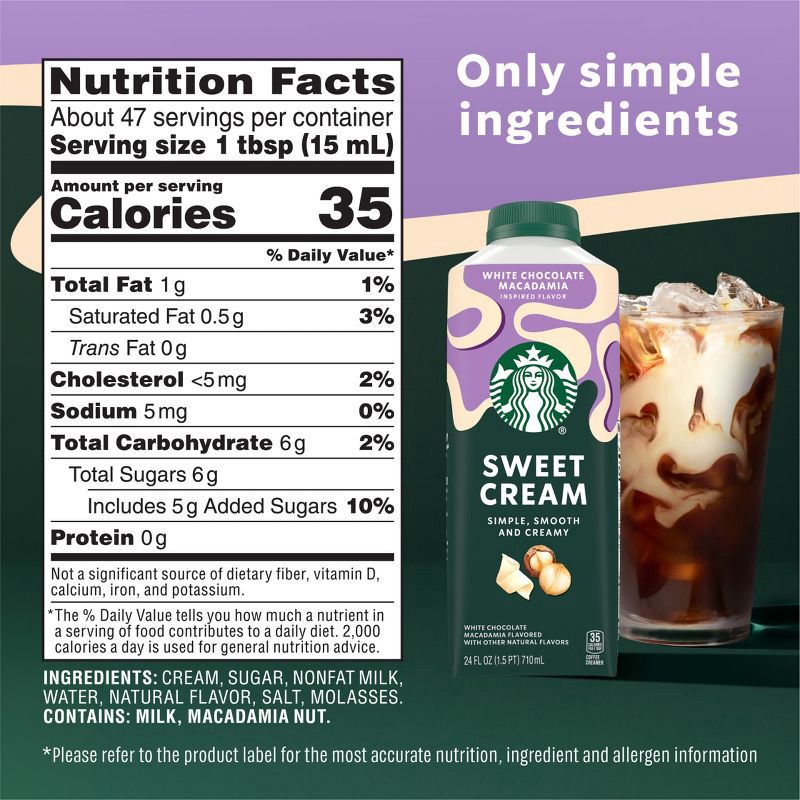 slide 7 of 8, Starbucks Creamer Dairy Sweet Cream White Chocolate Macadamia - 24oz, 24 oz