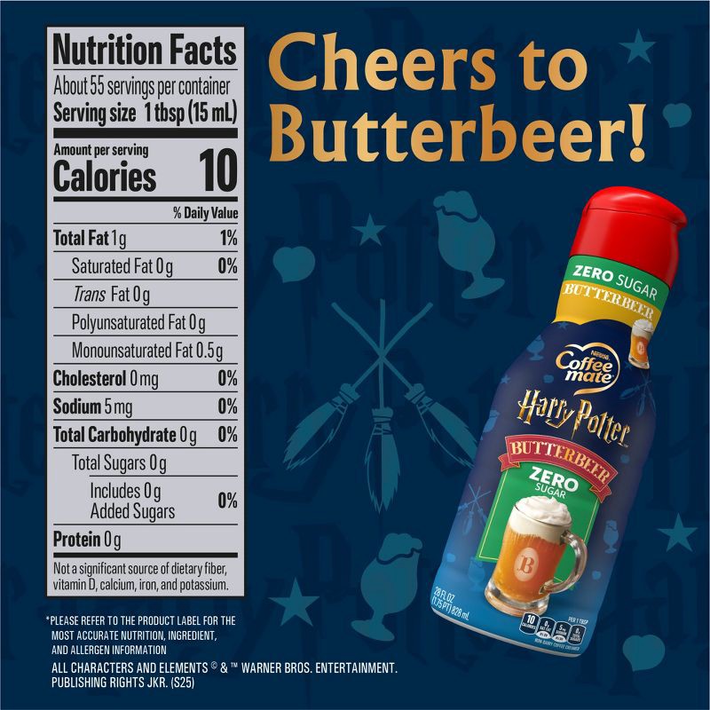 slide 6 of 7, Coffee mate Butterbeer Zero Sugar Cream - 28oz, 28 oz