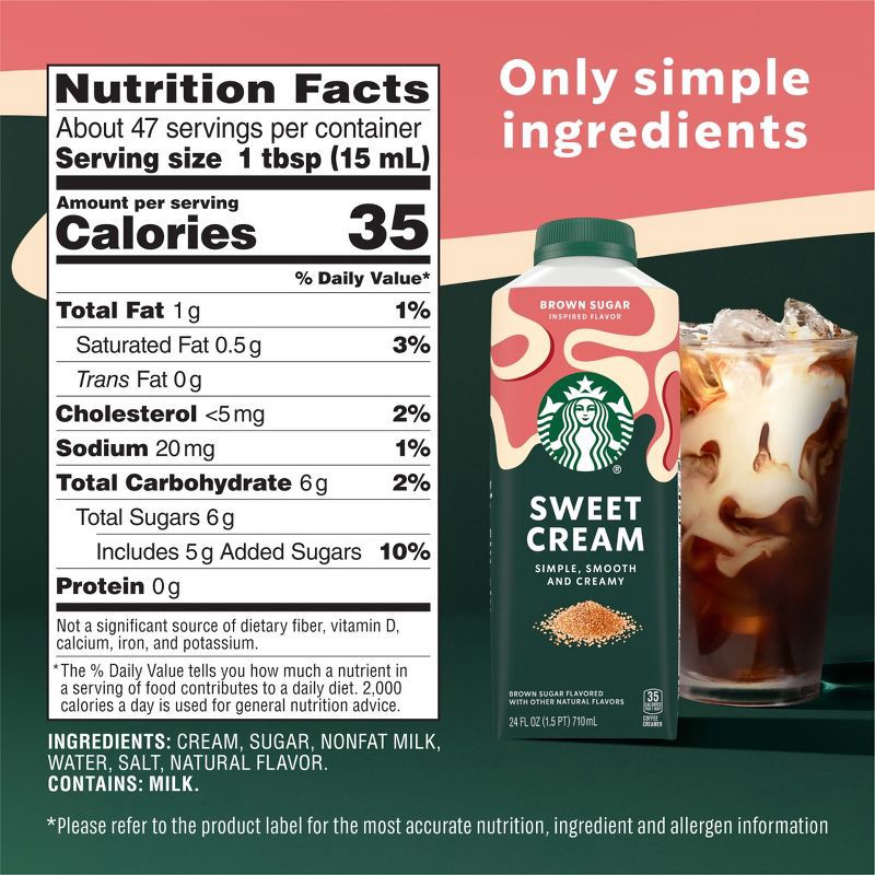 slide 7 of 8, Starbucks Creamer Dairy Sweet Cream Brown Sugar - 24oz, 24 oz