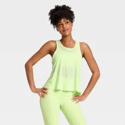Women's Mesh Back Cropped Run Tank Top - All In Motion™ Light Green L