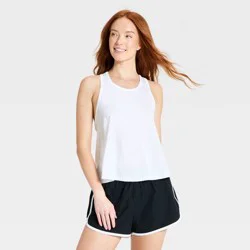 Women's Mesh Back Cropped Run Tank Top - All In Motion™ White XXL