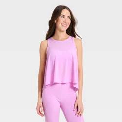 Women's Mesh Back Cropped Run Tank Top - All In Motion™ Light Violet S