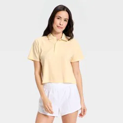 Women's Boxy Crop Polo Tee Shirt- All In Motion™ Light Yellow M