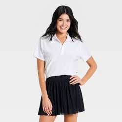 Women's Boxy Crop Polo Tee Shirt - All In Motion™ White XS