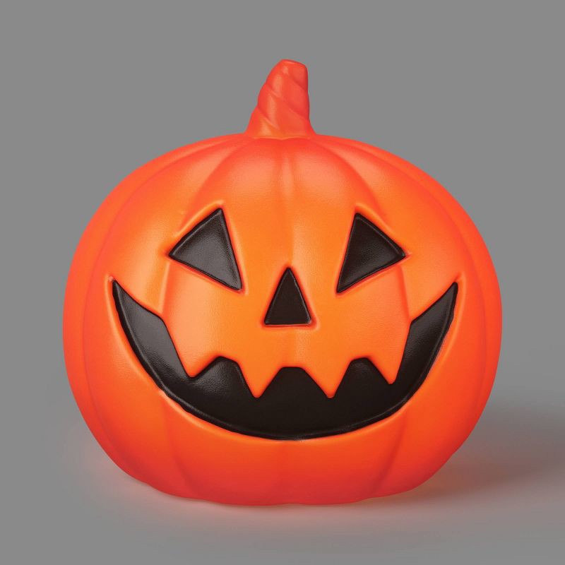 slide 1 of 3, 8" Lit Pumpkin Blow Mold Halloween Decorative Prop Orange - Hyde and EEK! Boutique™, 8 in