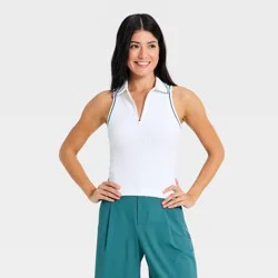 Women's Seamless Cable Polo Tank Top - All In Motion™ White L
