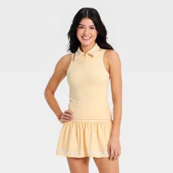 Women's Seamless Cable Polo Tank Top - All In Motion™ Light Yellow S
