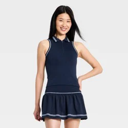 Women's Seamless Cable Polo Tank Top - All In Motion™ Navy Blue XS
