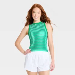 Women's Seamless Support Tank Top - All In Motion™ Green Stripe M