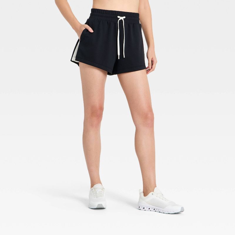 slide 1 of 5, Women's Airy Sleek Pique Shorts - All In Motion™ Black XXL, 1 ct
