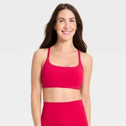 Women's Super Flex Light Support Open Back Sports Bra - All In Motion™ Red M