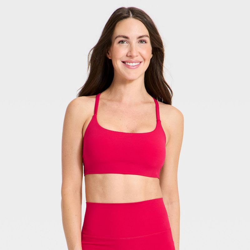 slide 1 of 5, Women's Super Flex Light Support Open Back Sports Bra - All In Motion™ Red XL, 1 ct