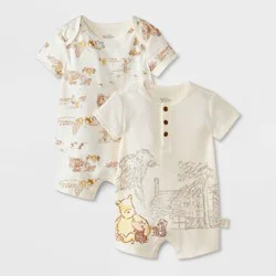 Baby 2pk Disney Winnie the Pooh Collection Romper - Beige Newborn
