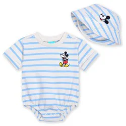 Baby Boys' 2pc Disney Mickey Mouse Romper & Hat Set - Blue 6-9M
