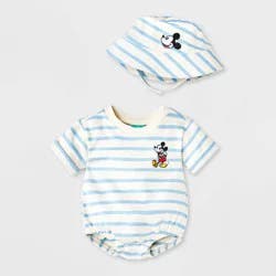 Baby Boys' 2pc Disney Mickey Mouse Romper & Hat Set - Blue 18M