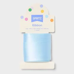 1.5"x9' Satin Gift Wrap Ribbon Blue - Spritz™