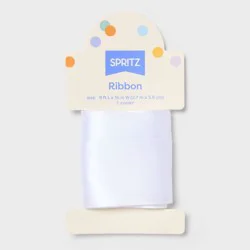 1.5"x9' Satin Gift Wrap Ribbon White - Spritz™