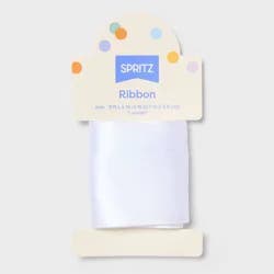1.5"x9' Satin Gift Wrap Ribbon White - Spritz™