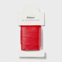 7/8"x9' Fabric Gift Wrap Ribbon Red - Spritz™