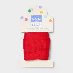 7/8"x9' Grosgrain Fabric Gift Wrap Ribbon Red - Spritz™