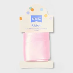 1.5"x9' Satin Gift Wrap Ribbon Light Pink - Spritz™