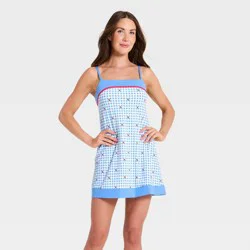 Women's Everyday Soft Active Court Dress - All In Motion™ Blue Gingham XXL