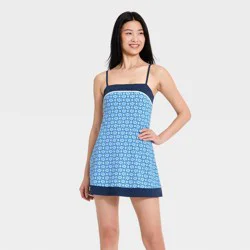 Women's Everyday Soft Active Court Dress - All In Motion™ Blue Floral Print L