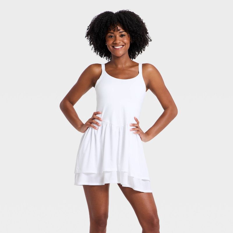 slide 1 of 6, Women's Active Knit Layered Dress - All In Motion™ White L, 1 ct