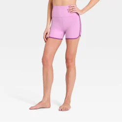 Women's Everyday Soft Ulta High-Rise Retro Contrast Hem Bike Shorts 3" - All In Motion™ Light Violet XS