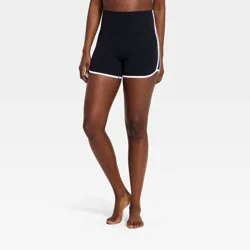 Women's Everyday Soft Ulta High-Rise Retro Contrast Hem Bike Shorts 3" - All In Motion™ Black L