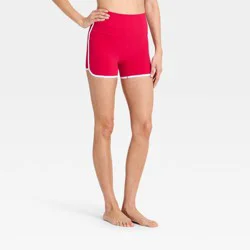 Women's Everyday Soft Ulta High-Rise Retro Contrast Hem Bike Shorts 3" - All In Motion™ Red M