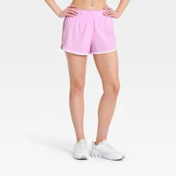 Women's Mid-Rise Textured Woven Run Shorts 3" - All In Motion™ Light Violet XXL