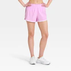 Women's Mid-Rise Textured Woven Run Shorts 3" - All In Motion™ Light Violet XXL