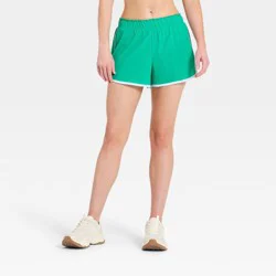 Women's Mid-Rise Textured Woven Run Shorts 3" - All In Motion™ Green XL