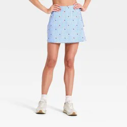 Women's Knit Wrap Skort - All In Motion™ Blue Gingham XS